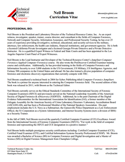 CV for Neil Broom Expert Witness in Computer Forensics Investigations in Wisconsin